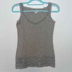 Sundance Catalog Elan Tank Scoop Neck Gray Lace Trim Size S 4-6 Style 67343